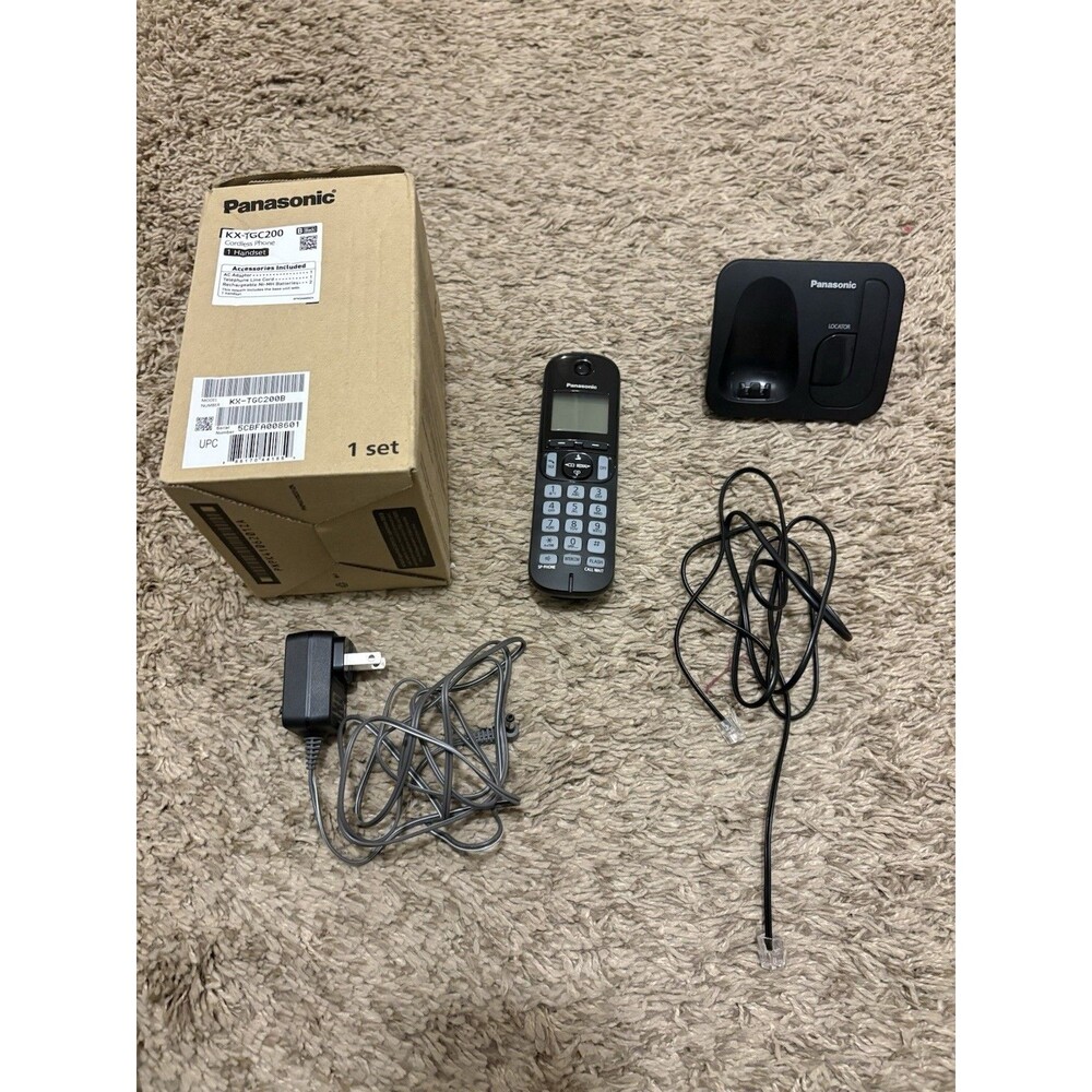 Panasonic KX-TGC200B Cordless Phone 1 Handset Backlit Display Black